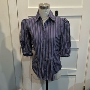 Lauren Ralph Lauren purple striped 1/4 sleeve shirt EUC